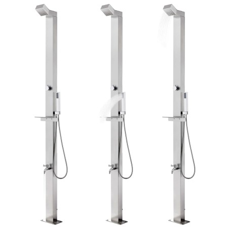 vidaXL Ducha de jardín con base marrón 225 cm acero inoxidable