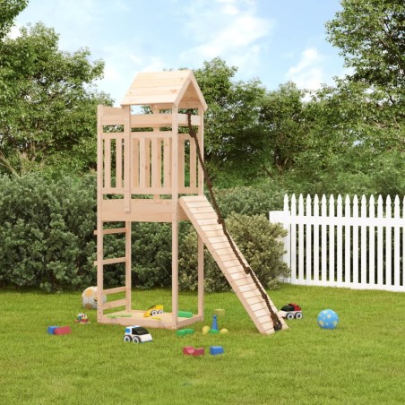 vidaXL Casa de juegos con pared de escalada madera maciza pino