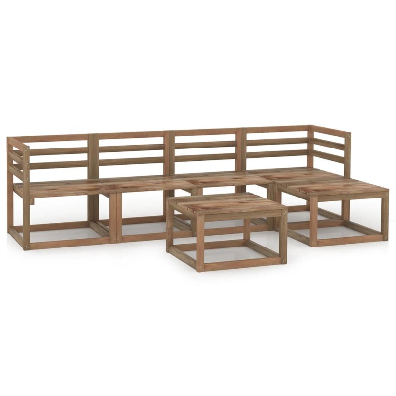 vidaXL Muebles de jardín 6 pzas cojines madera pino impregnada marrón vidaXL Muebles de jardín 6 pzas cojines madera pino impregnada marrón