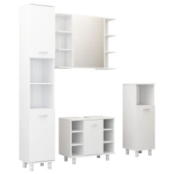 vidaXL Juego muebles de baño 4 pzas madera de ingeniería blanco brillo