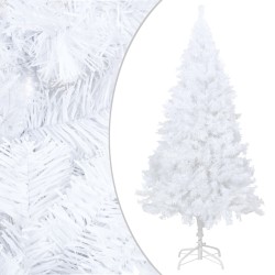 vidaXL Árbol de Navidad preiluminado con luces y bolas blanco 210 cm