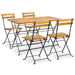 vidaXL Set de comedor de jardín plegable 5 pzas madera maciza acacia