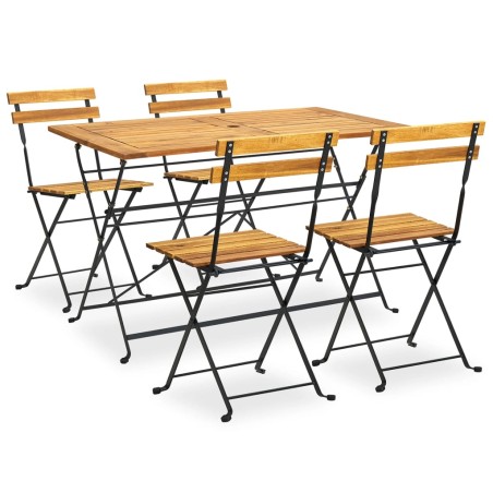 vidaXL Set de comedor de jardín plegable 5 pzas madera maciza acacia