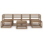 vidaXL Muebles de jardín 7 pzas cojines madera pino impregnada marrón vidaXL Muebles de jardín 7 pzas cojines madera pino impregnada marrón
