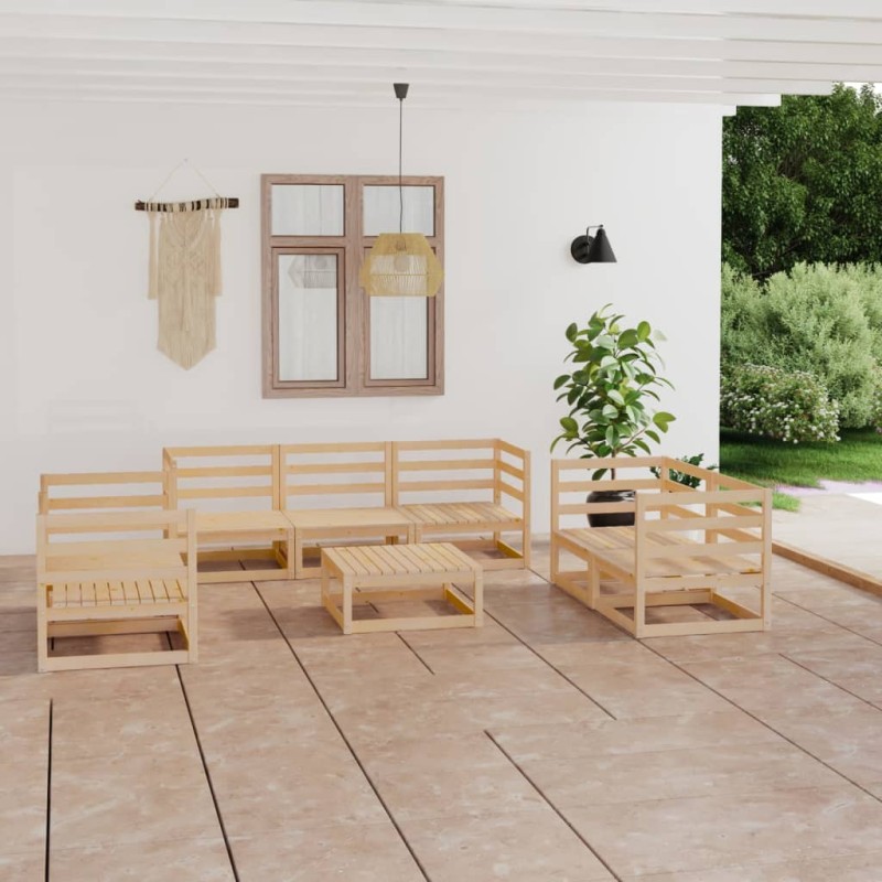 vidaXL Juego de muebles de jardín 8 piezas madera maciza de pino vidaXL Juego de muebles de jardín 8 piezas madera maciza de pino