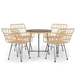 vidaXL Juego de comedor de jardín 5 piezas ratán sintético