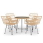 vidaXL Juego de comedor de jardín 5 piezas ratán sintético vidaXL Juego de comedor de jardín 5 piezas ratán sintético