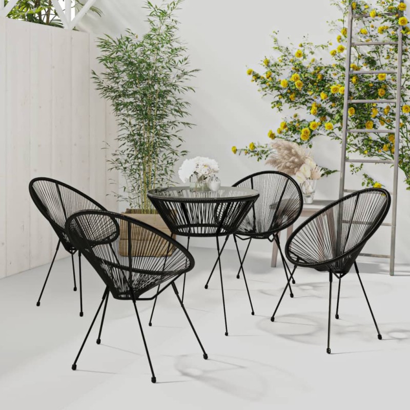 vidaXL Juego de comedor de jardín 5 piezas ratán PVC negro vidaXL Juego de comedor de jardín 5 piezas ratán PVC negro