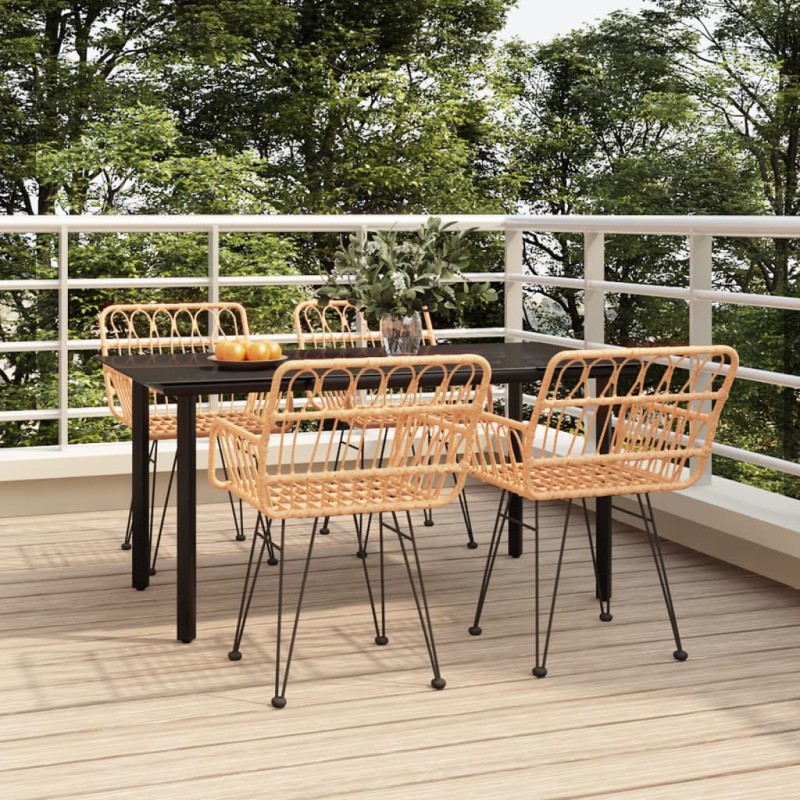 vidaXL Juego de comedor de jardín 5 piezas ratán sintético
