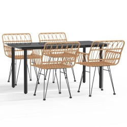 vidaXL Juego de comedor de jardín 5 piezas ratán sintético