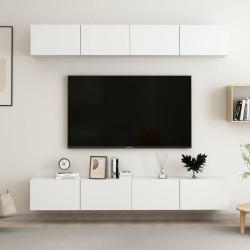 vidaXL Muebles de TV 4 uds madera de ingeniería blanco 100x30x30 cm
