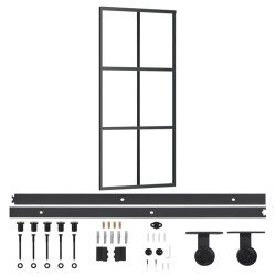vidaXL Puerta corredera con herrajes ESG vidrio y aluminio 90x205 cm