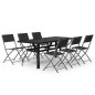 vidaXL Juego de comedor de jardín 7 piezas con cojines gris y negro vidaXL Juego de comedor de jardín 7 piezas con cojines gris y negro