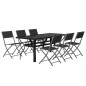 vidaXL Juego de comedor de jardín 7 piezas con cojines gris y negro vidaXL Juego de comedor de jardín 7 piezas con cojines gris y negro