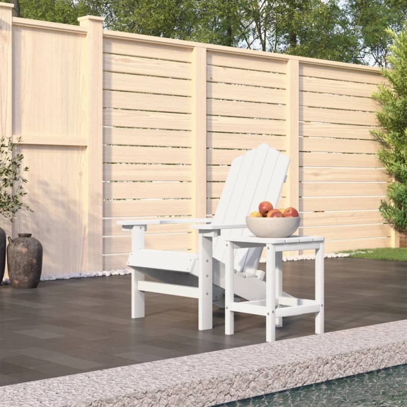 vidaXL Silla de jardín Adirondack con mesa HDPE blanco