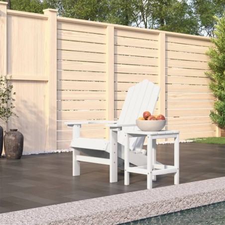 vidaXL Silla de jardín Adirondack con mesa HDPE blanco
