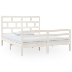 vidaXL Estructura de cama de madera maciza de pino blanca 160x200 cm