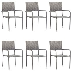 vidaXL Set de comedor jardín 7 pzas ratán sintético gris antracita