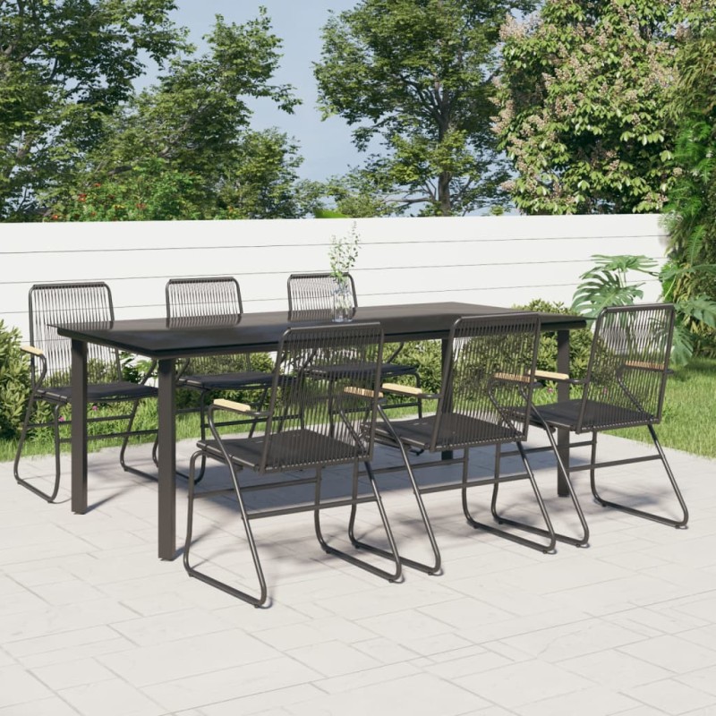 vidaXL Juego de comedor para jardín 7 piezas ratán PVC negro vidaXL Juego de comedor para jardín 7 piezas ratán PVC negro