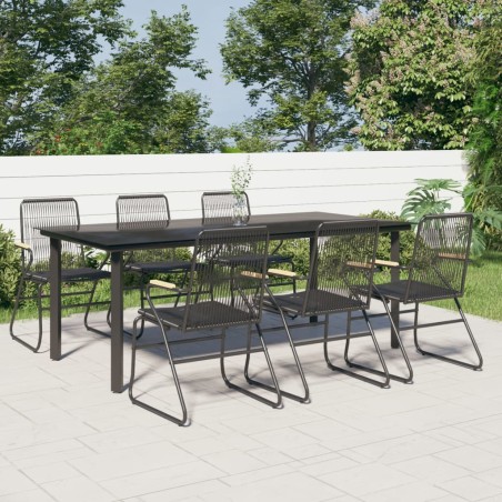 vidaXL Juego de comedor para jardín 7 piezas ratán PVC negro
