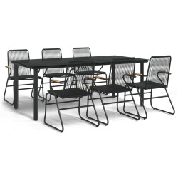 vidaXL Juego de comedor para jardín 7 piezas ratán PVC negro