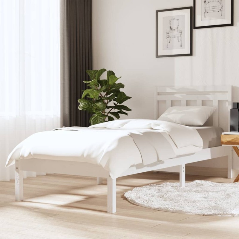 vidaXL Estructura de cama madera maciza de pino blanco 90x200 cm