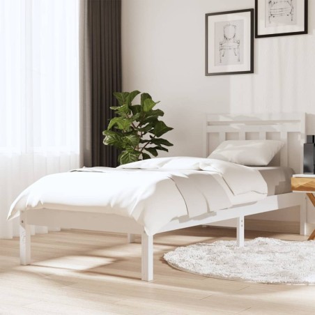 vidaXL Estructura de cama madera maciza de pino blanco 90x200 cm