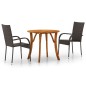 vidaXL Juego de comedor para jardín 3 piezas marrón vidaXL Juego de comedor para jardín 3 piezas marrón