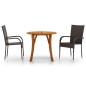 vidaXL Juego de comedor para jardín 3 piezas marrón vidaXL Juego de comedor para jardín 3 piezas marrón