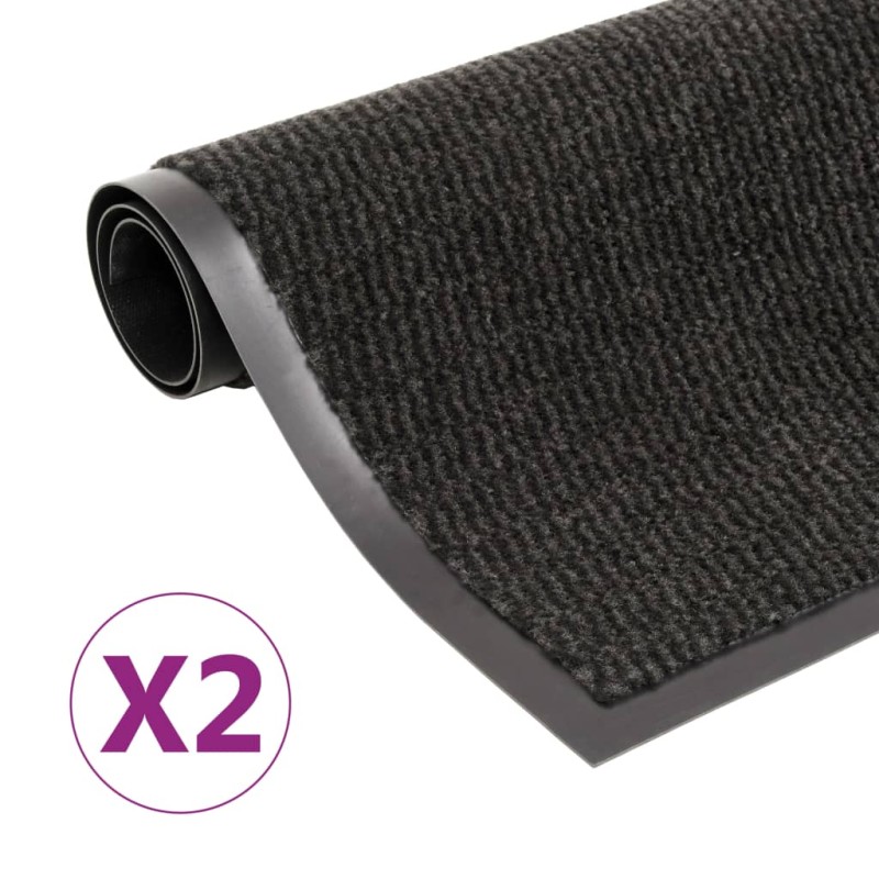 vidaXL Alfombras de entrada rectangulares de nudo 2 uds negro 60x90 cm vidaXL Alfombras de entrada rectangulares de nudo 2 uds negro 60x90 cm