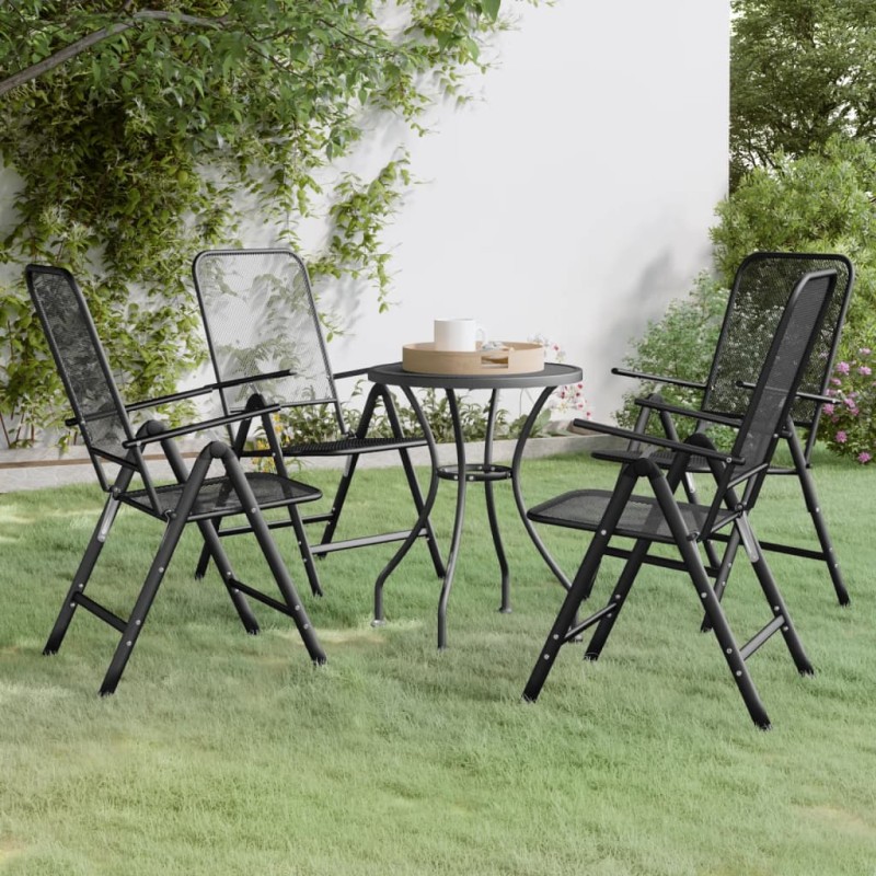 vidaXL Set de comedor de jardín 5 pzas malla metal expandido antracita vidaXL Set de comedor de jardín 5 pzas malla metal expandido antracita