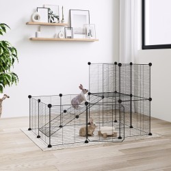 vidaXL Jaula para mascotas de 20 paneles puerta acero negro 35x35 cm