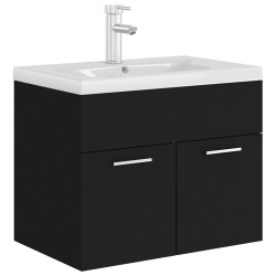 vidaXL Mueble con lavabo madera de ingeniería negro