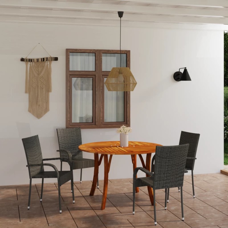 vidaXL Juego de comedor para jardín 5 piezas gris vidaXL Juego de comedor para jardín 5 piezas gris