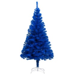 vidaXL Árbol de Navidad preiluminado con luces y bolas azul 210 cm