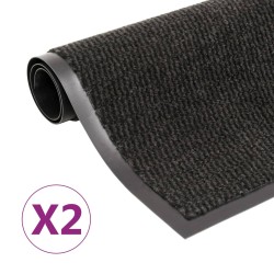vidaXL Alfombras de entrada rectangulares de nudo 2 uds negro 80x120cm