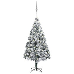 vidaXL Árbol de Navidad preiluminado con luces y bolas verde 180 cm