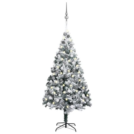 vidaXL Árbol de Navidad preiluminado con luces y bolas verde 180 cm