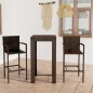 vidaXL Muebles de bar de jardín 3 pzas ratán PE reposabrazos marrón vidaXL Muebles de bar de jardín 3 pzas ratán PE reposabrazos marrón