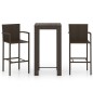 vidaXL Muebles de bar de jardín 3 pzas ratán PE reposabrazos marrón vidaXL Muebles de bar de jardín 3 pzas ratán PE reposabrazos marrón