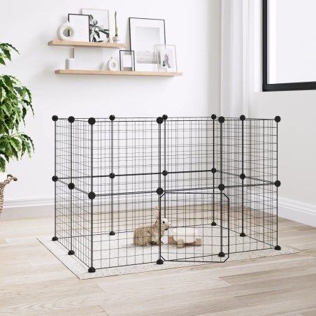 vidaXL Jaula para mascotas de 20 paneles puerta acero negro 35x35 cm