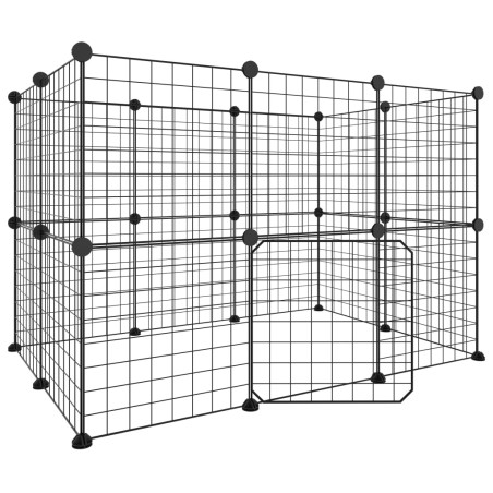 vidaXL Jaula para mascotas de 20 paneles puerta acero negro 35x35 cm