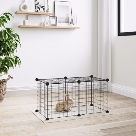vidaXL Jaula para mascotas de 8 paneles acero negro 35x35cm