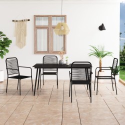 vidaXL Set de comedor de jardín 5 pzas cuerda de algodón y acero negro