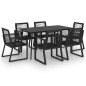 vidaXL Juego de comedor para jardín 7 piezas ratán PVC negro