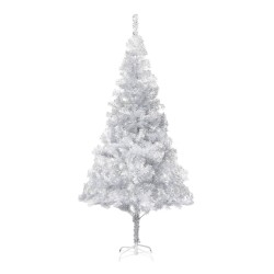 vidaXL Árbol de Navidad preiluminado con luces y bolas plateado 180 cm