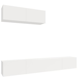 vidaXL Set de muebles de TV 3 pzas madera contrachapada blanco brillo