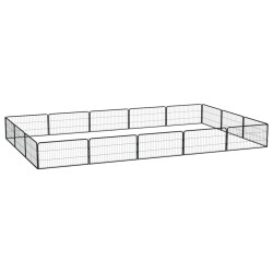 vidaXL Jaula perros 16 paneles acero recubierto polvo negro 100x50 cm