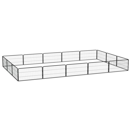 vidaXL Jaula perros 16 paneles acero recubierto polvo negro 100x50 cm