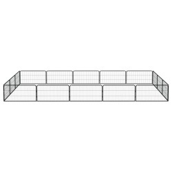 vidaXL Jaula perros 16 paneles acero recubierto polvo negro 100x50 cm